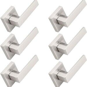 🆕Probrico 6 Pack Door Handles, Non-Turning, Brushed Nickel, Stainless Steel,NEW